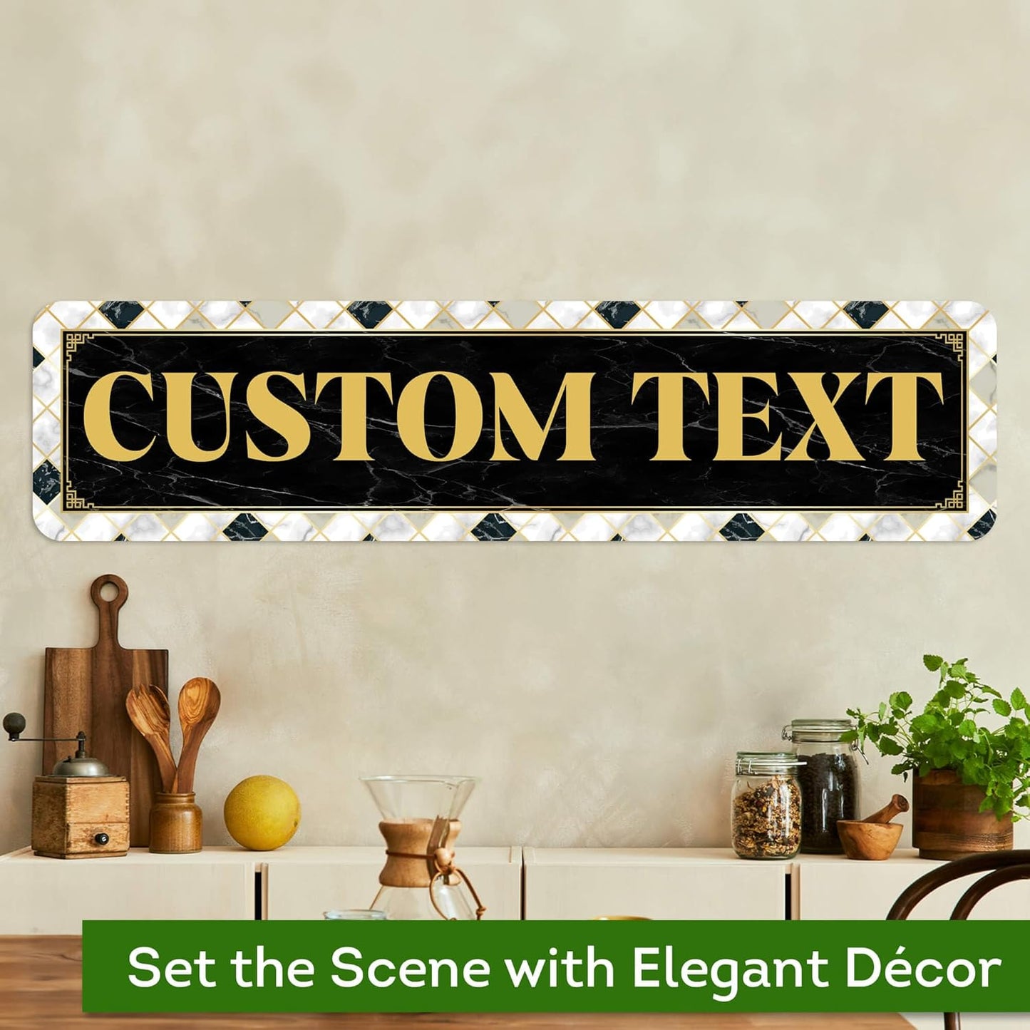 Custom Sign, Custom Street Sign, 11 Font Colors, 13 Font Styles, 4 Hole Options, 22 Sizes, 8x32 Inches, Rust Free DiBound, Fade Resistant, Made in USA by My Sign Center (Marble Tile)