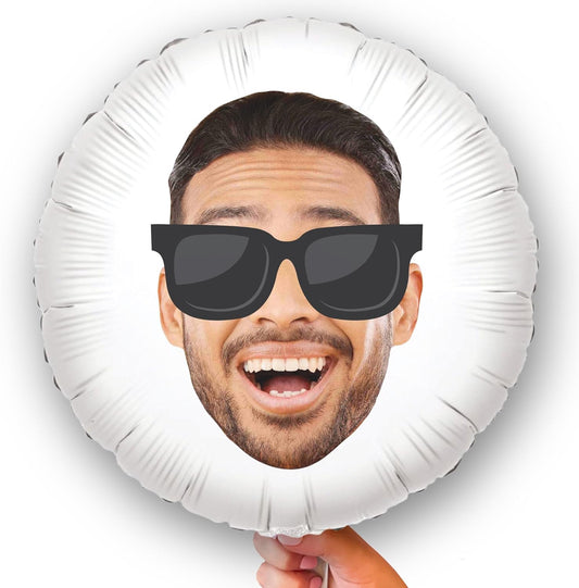 Big Dot of Happiness Personalized Sunglasses Fun Face Photo Balloon, Adults & Kids Summer Birthday Party Decorations, Custom Double-Sided Circle Mylar, 1 Piece