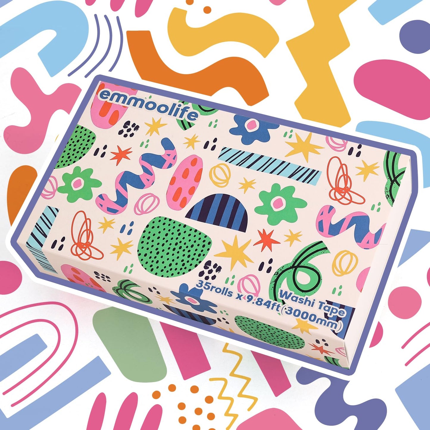 emmoolife 35 Rolls Washi Tape Set, Colorful Cute Floral Writable Decorative Tapes for Scrapbooking and Journaling, Junk Journal Supplies, Bullet Journaling for Women Girl 5-30mm Wide 9.84ft Long/Roll