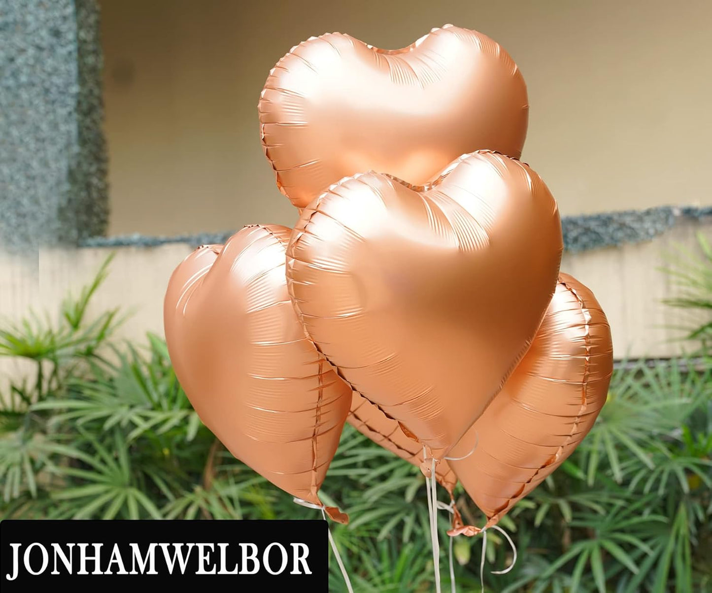 Jonhamwelbor 20Pcs 18 inch Metallic Rose Gold Foil Mylar Heart Shape Balloons Decorations Valentines Birthday Wedding Baby Shower Party (Metallic Rose Gold)