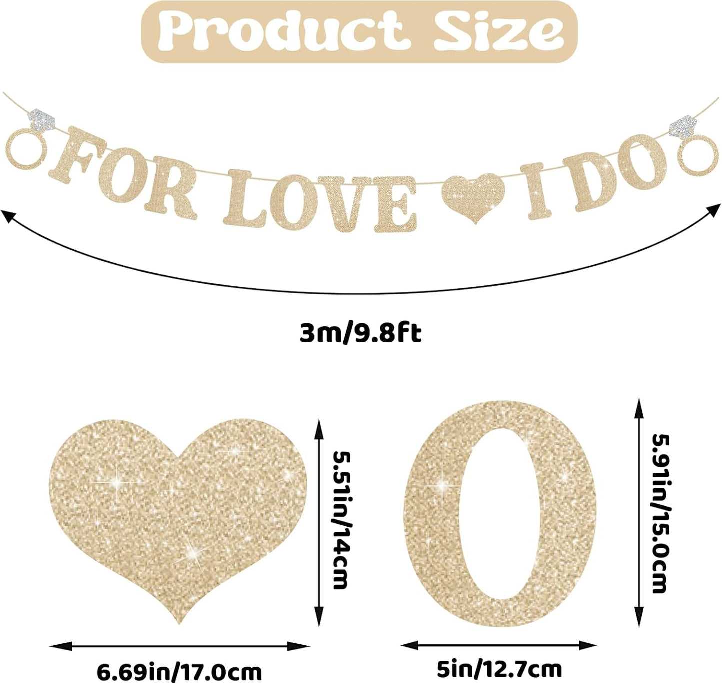 Wedding Decorations for Reception, Pre-Strung Bridal Shower Banner, Glitter For Love I Do Engagement Banner, Bride To Be Sign for Backdrop Ceremony Reception Bridal Shower Decorations