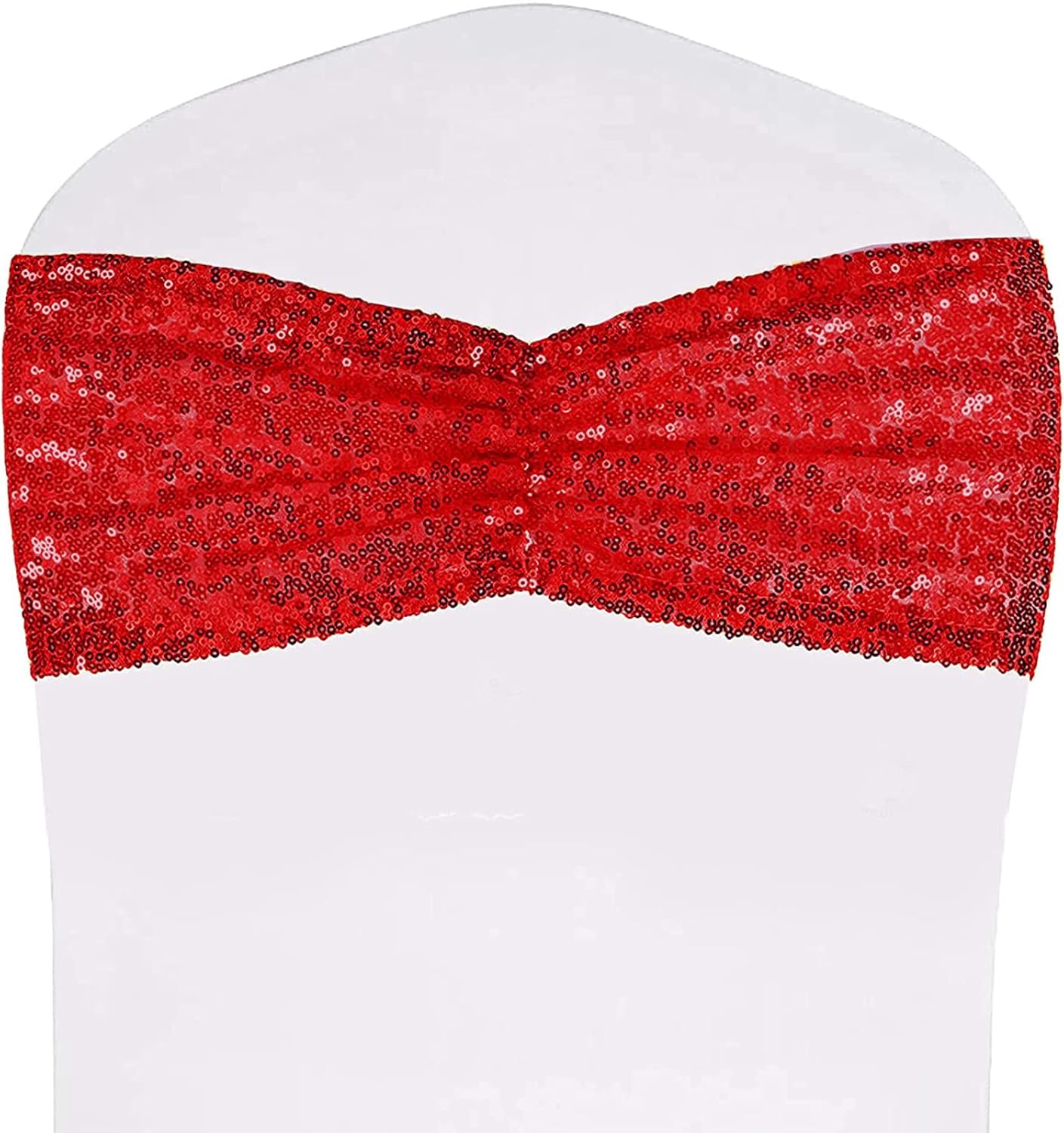 SquarePie Pack of 100 Chair Sashes Sparkly Red Sequin Bands for Wedding Party Banquet Home Decor