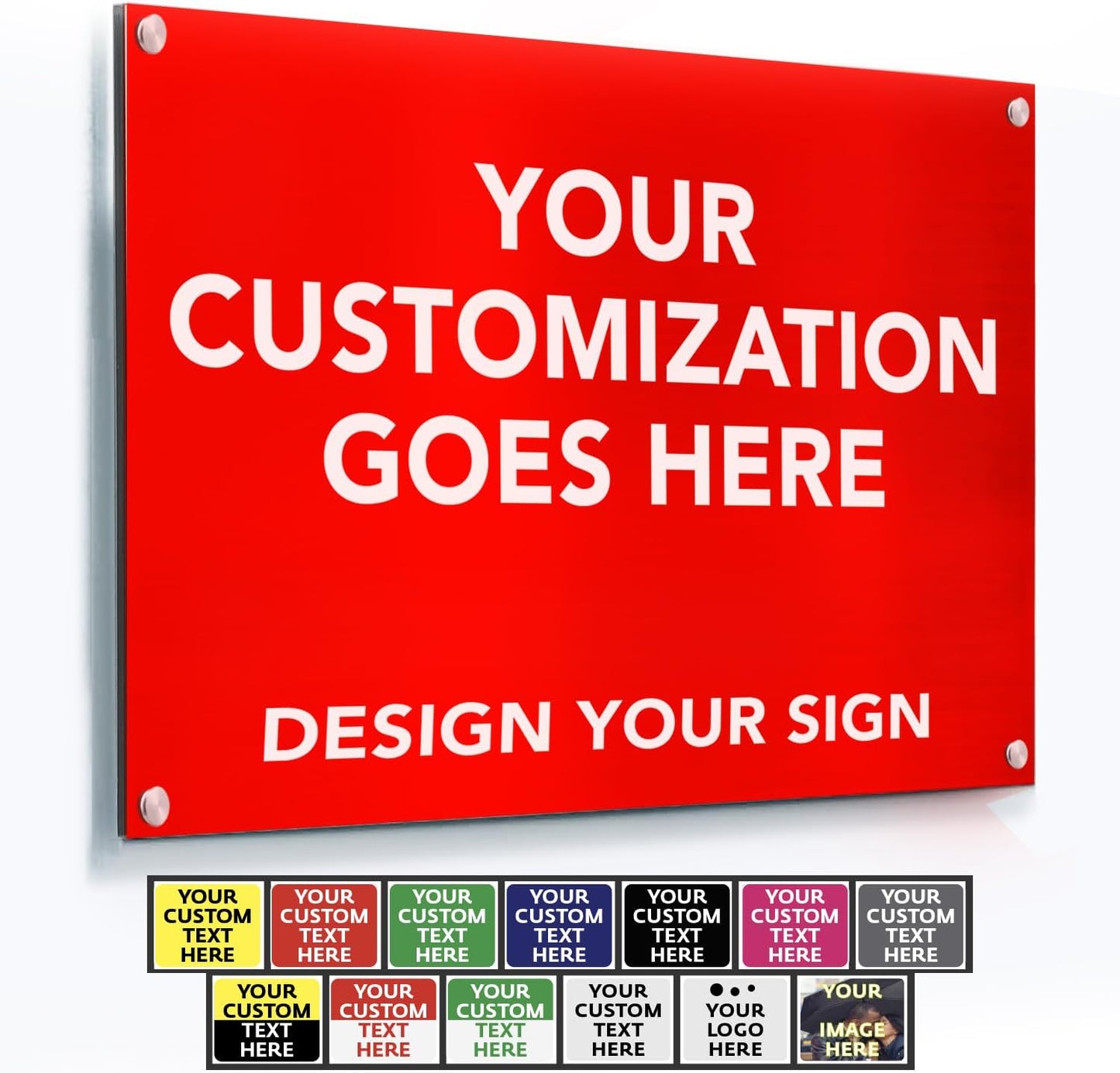 Custom Outdoor Metal Sign - Personalized Aluminum Safety and Business Sign, Waterproof (Red Background, White Aluminum, 7x7 In)