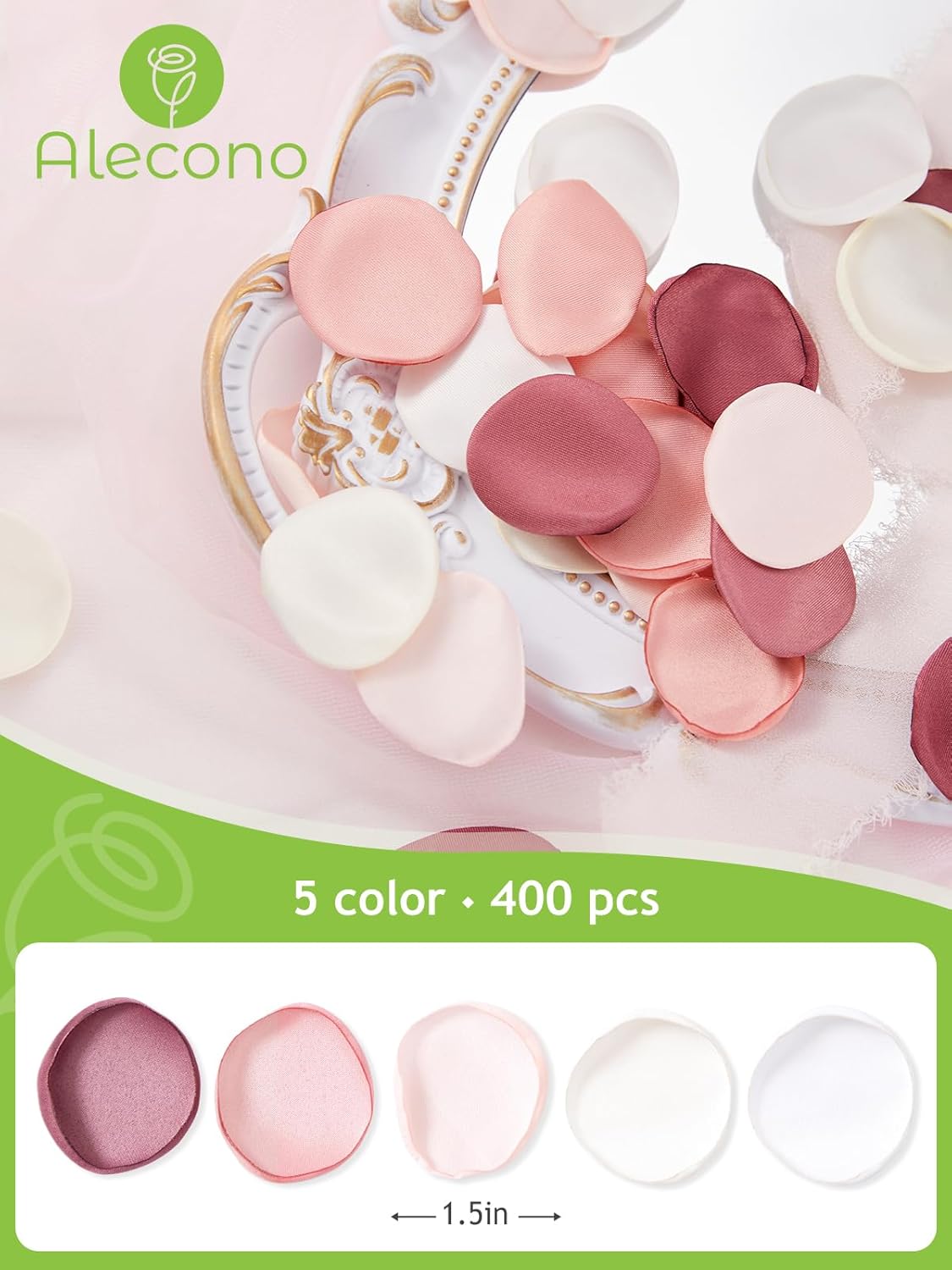 Alecono 𝟰𝟬𝟬𝙋𝙘𝙨 Silk Rose Petals, Fake Pink Rose Petals for Wedding Proposal Flower Girl Basket, Flower Petals to Throw at Wedding for Birthday Party Decoration