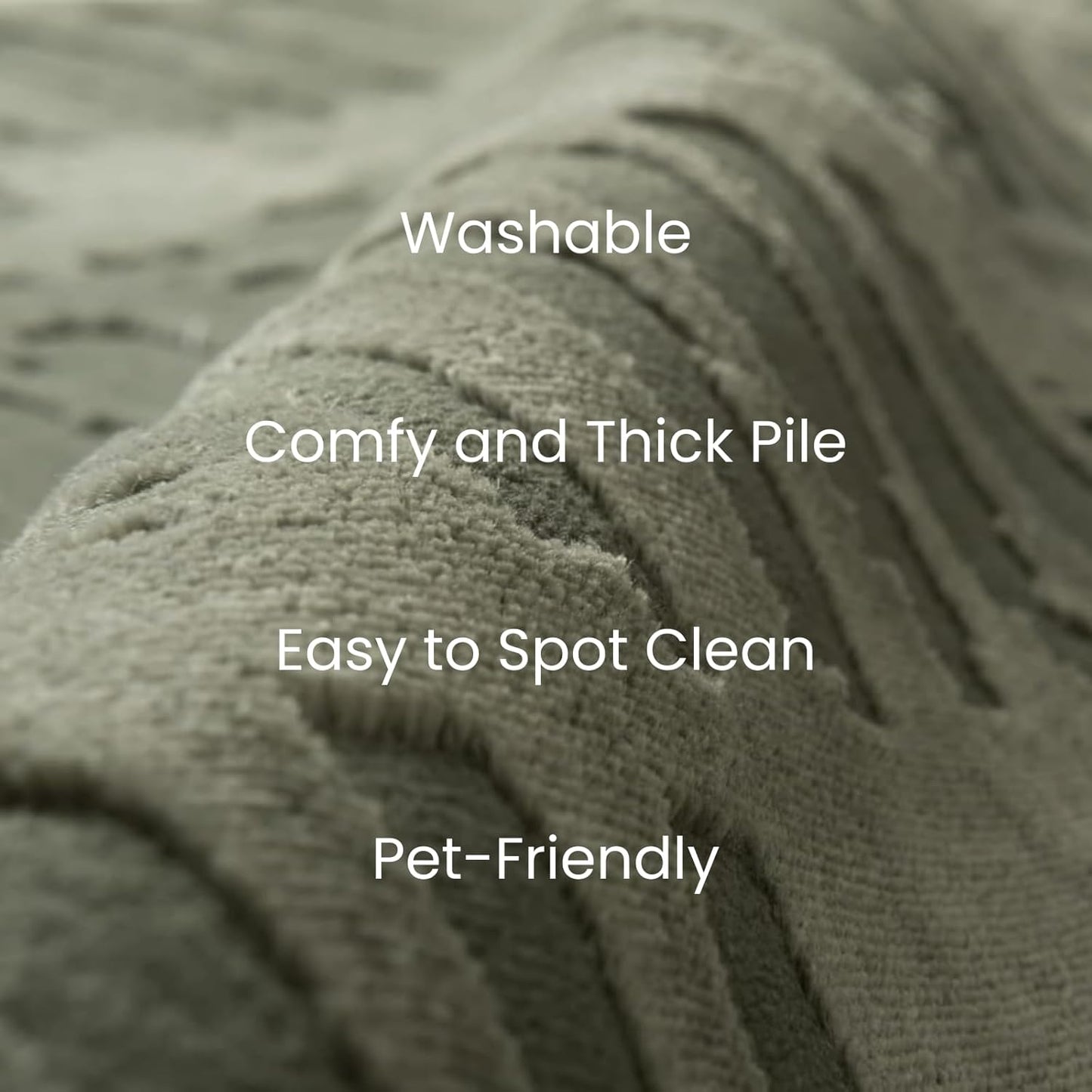 Revival Rugs Shell 3'11"x6'1" Machine Washable Area Rug for Kitchen Bedroom - 100% Recycled Oeko-TEX Certified, Medium Pile, Green