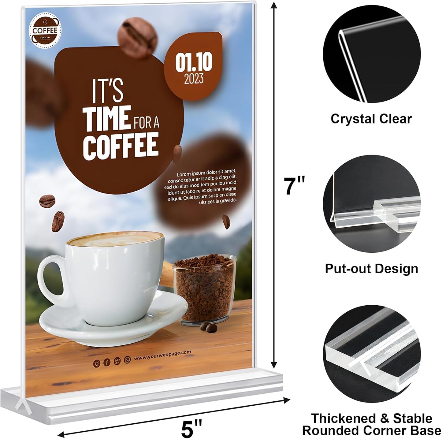 5x7 Acrylic Sign Holder, 12 Pack Vertical Plastic Signs Frame Table Top Display, Double Sided Display Flyer Holder Menu Holders Clear Stand for Office Store Show Fair