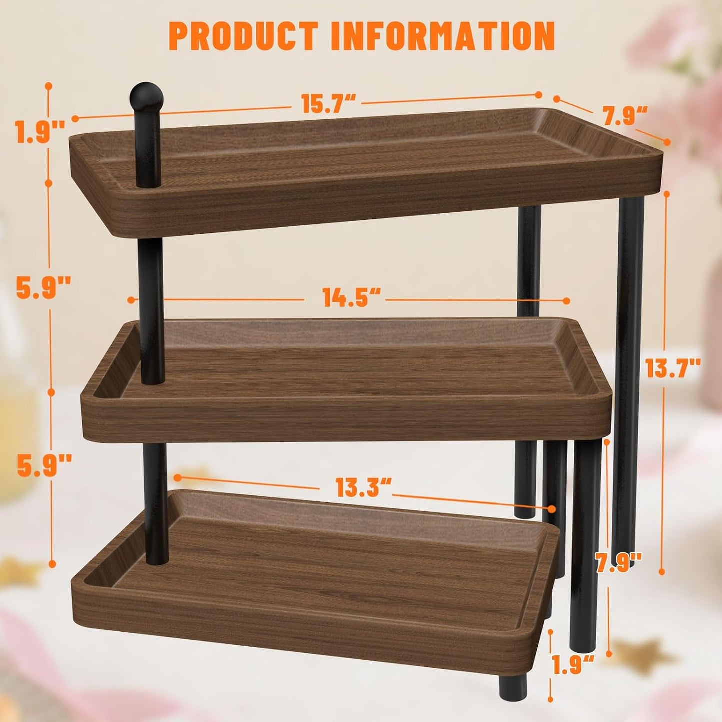 Serving Tray for Party, Wooden Cupcake Stand 3 Tiered Tray Stand Rotating Tiered Serving Tray Dessert Table Display Set Reusable Tiered Serving Platters for Cupcake, Veggie Fruit, Cookies, Dessert