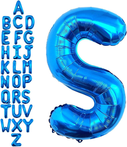 40 Inch Blue Letter S Balloons, DIY Phrase Foil Alphabet Letter S Balloons DIY Word S Banner for Birthday Anniversary Celebration Graduation Party Supplies Decoration