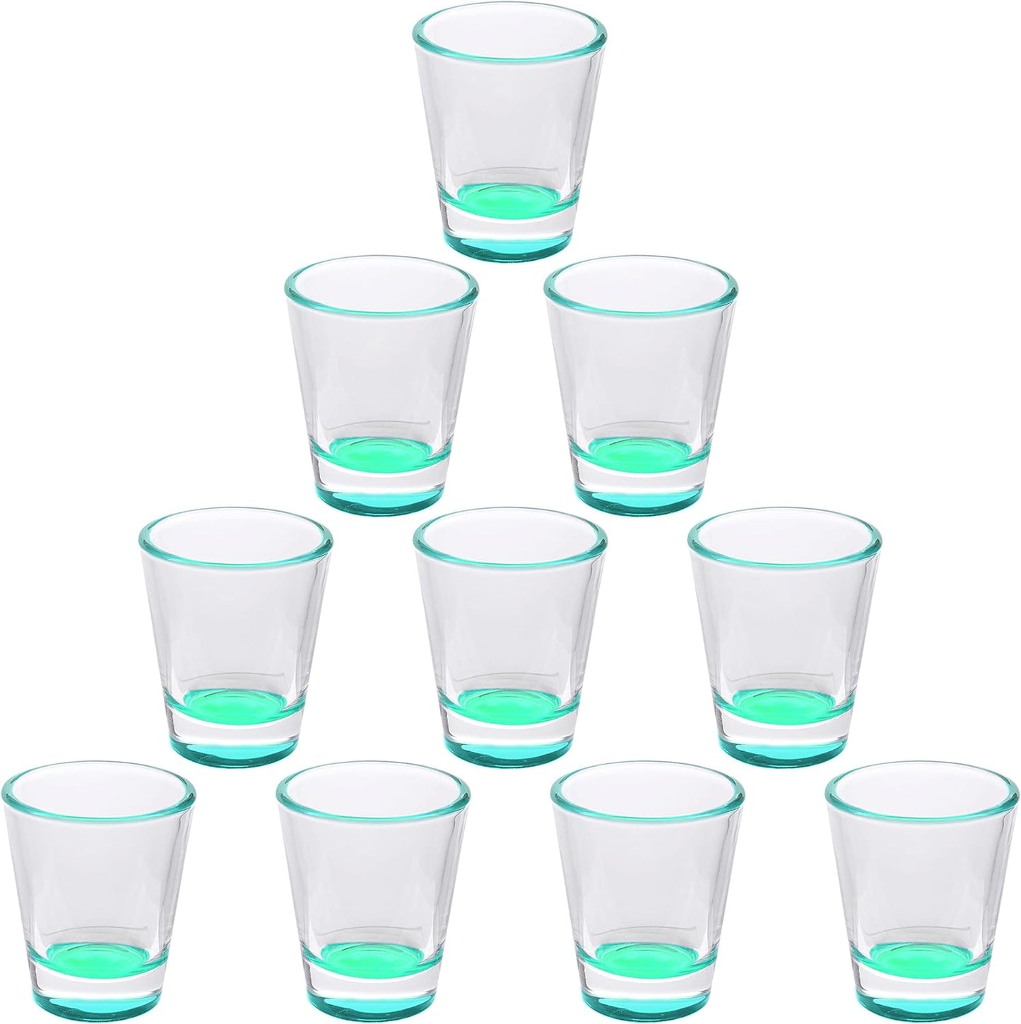 DISCOUNT PROMOS Shot Glasses Set 1.75 oz. Set of 10 Bulk Pack, Wedding Favor, Birthday Party, Tequila Shot Glasses, Vodka Shot Glass - Green Bottom Color