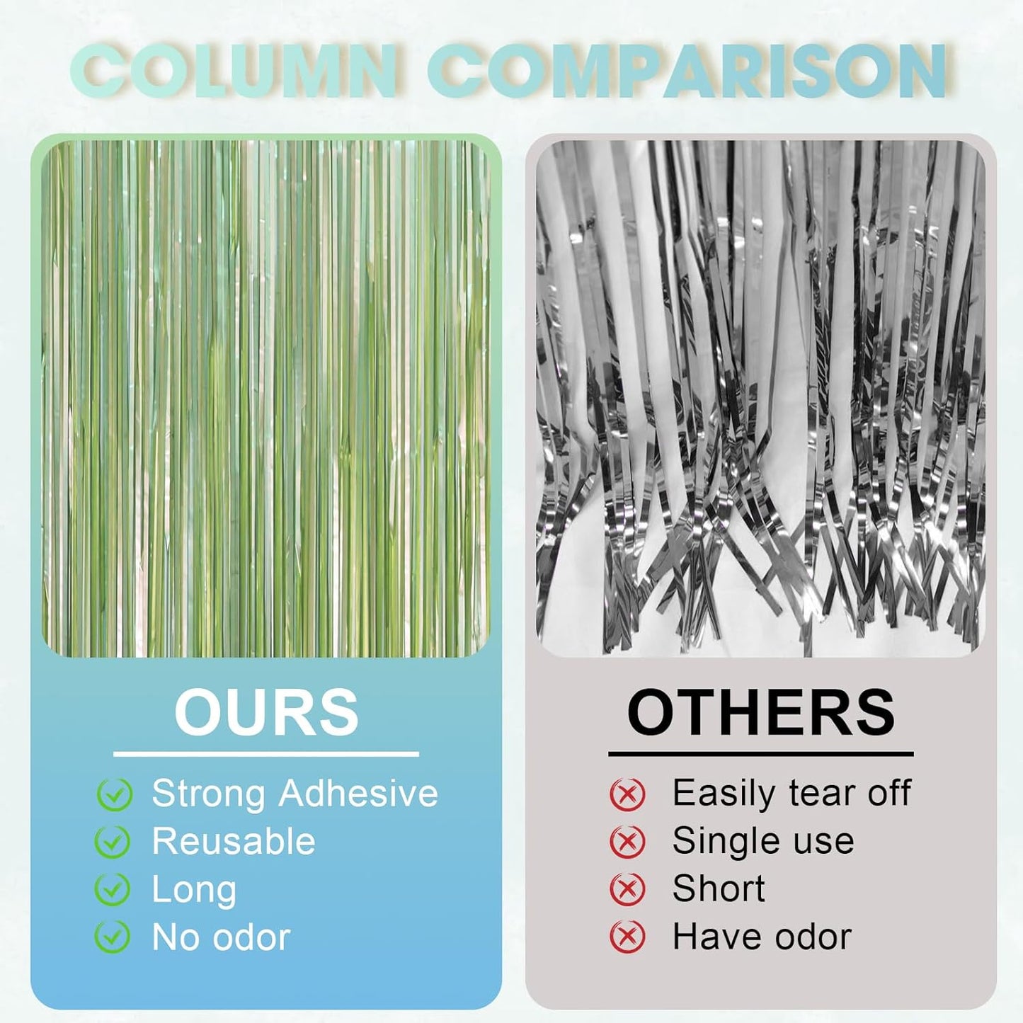 2 Pack Sage Green Foil Fringe Backdrop Curtains, Tinsel Streamers Party Decorations, Fringe Backdrop, Door Shimmer for Baby Shower or Birthday Party