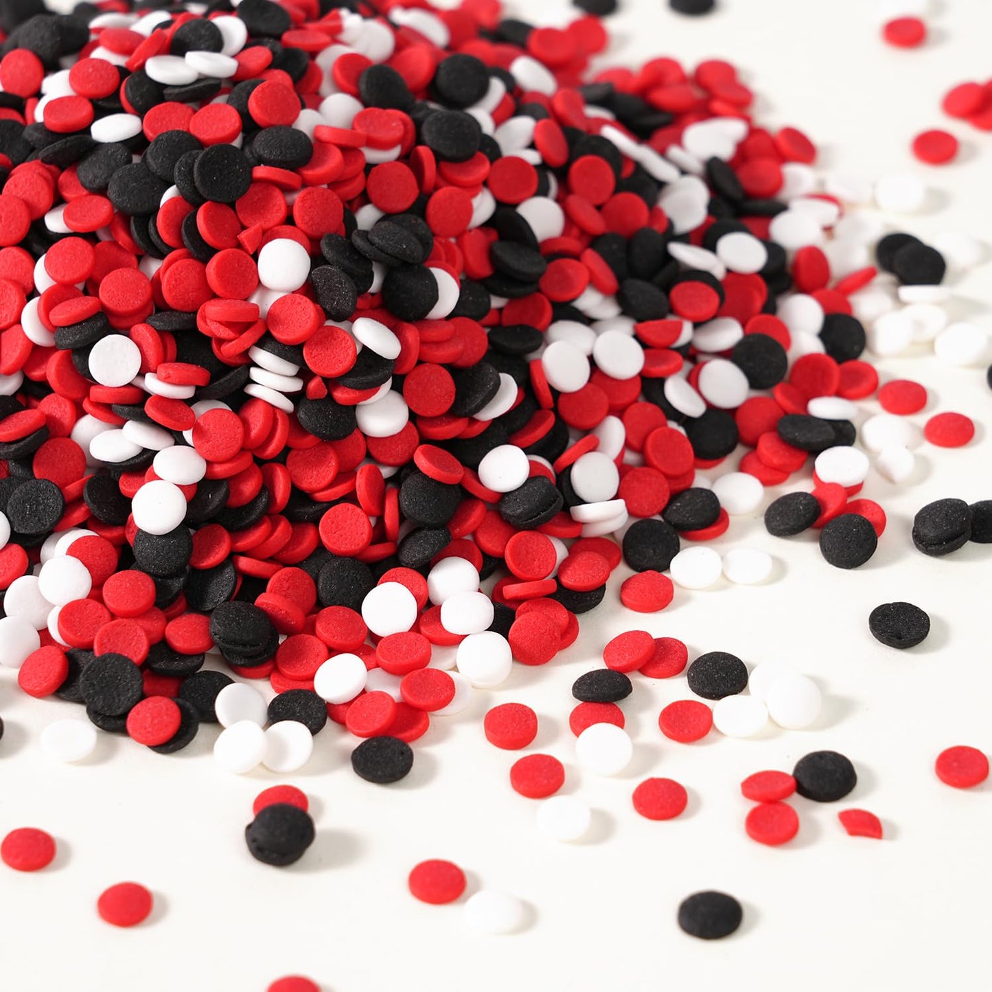 Edible Red and Black White Sprinkles, Confetti Sprinkles for Cake Decorating, Round Sprinkles for Cupcakes, Cookies, Ice Cream, and Candy(120g/4.23oz)