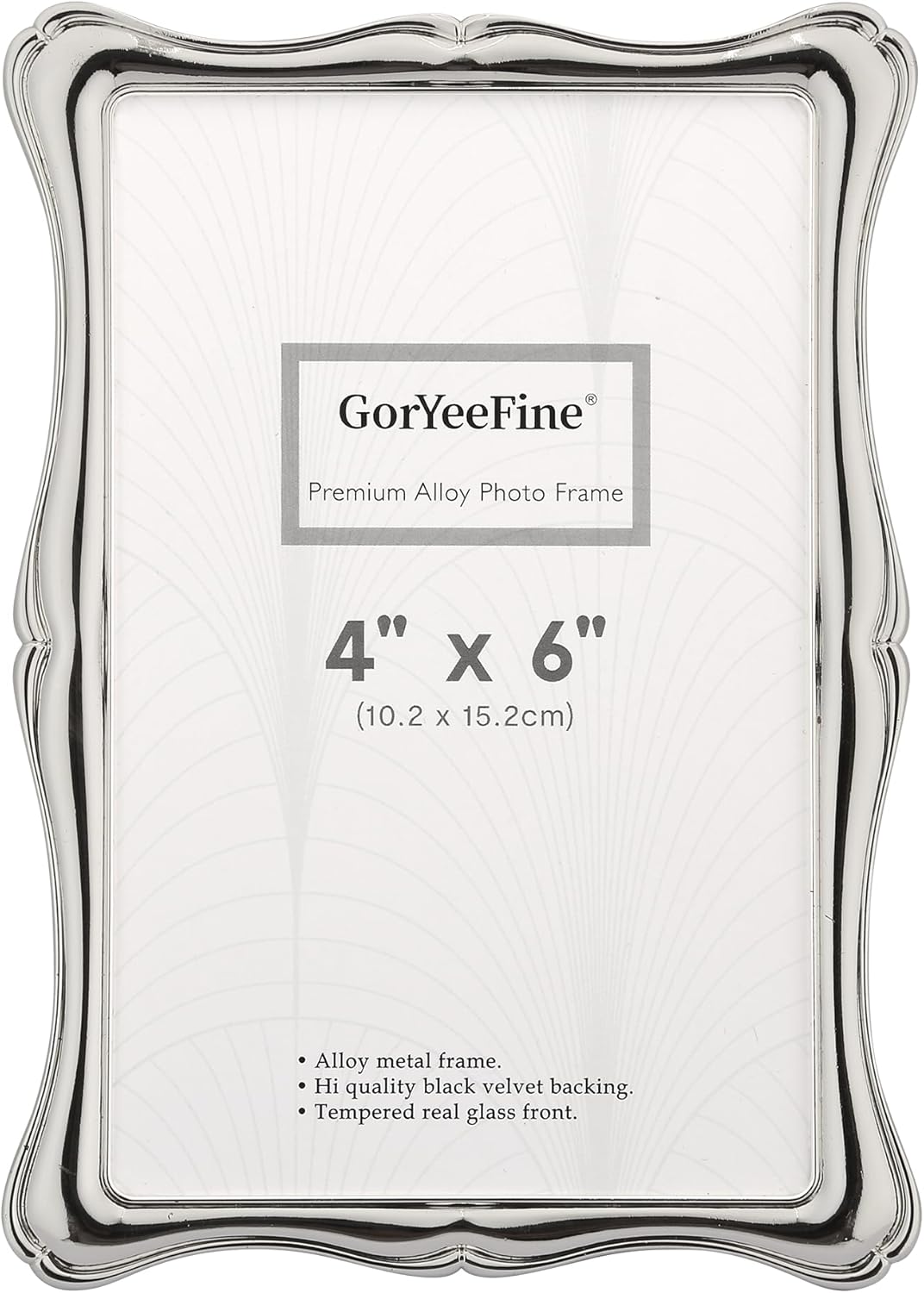 4 x 6'' Premium Alloy Silver Photo Frame - Luxury Display with Real Glass and Velvet Backing,Hi End Décor Metal Frames