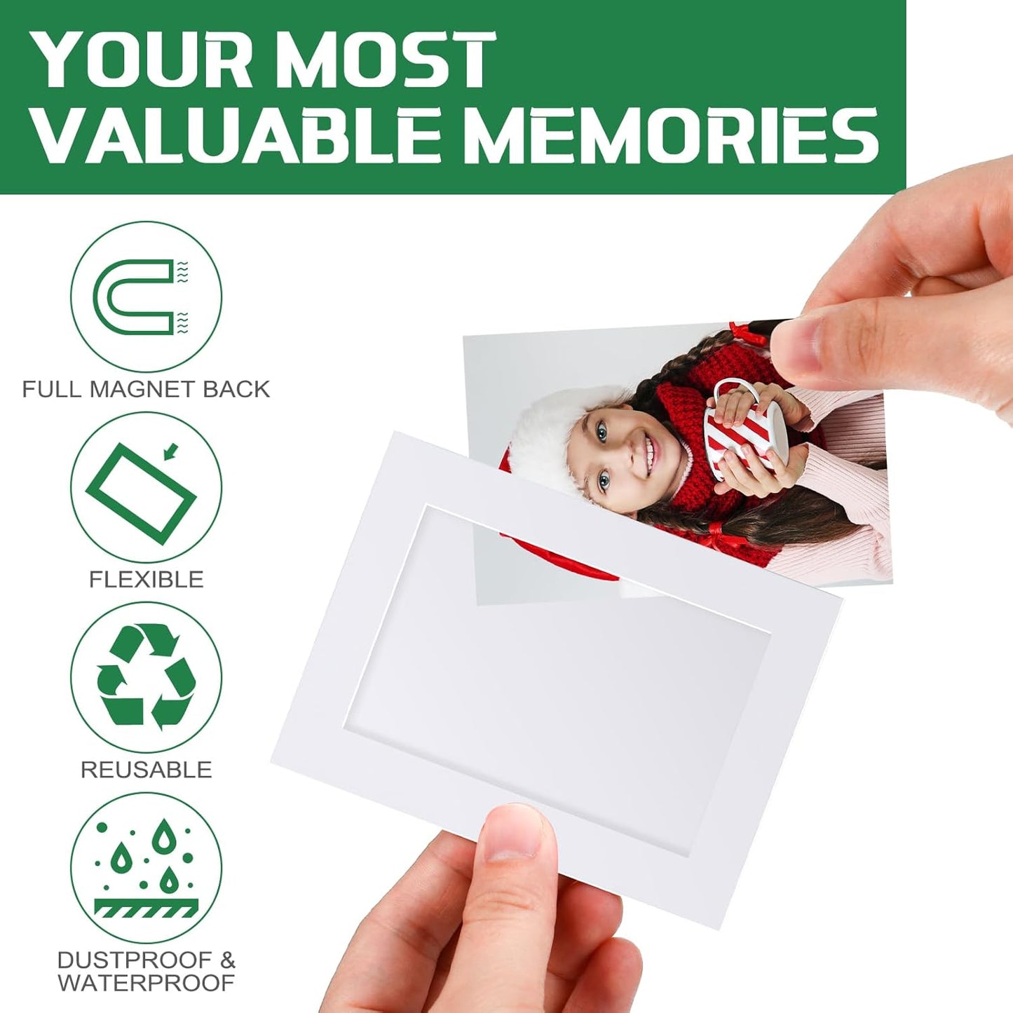 Soaoo 60 Pcs Magnetic Picture Frames Wallet Size 2.5 x 3.5 Inches Reusable Magnetic Photo Sleeves Picture Frame Holder for Home Cabinet Office Graduation Xmas Anniversary Classroom(White)