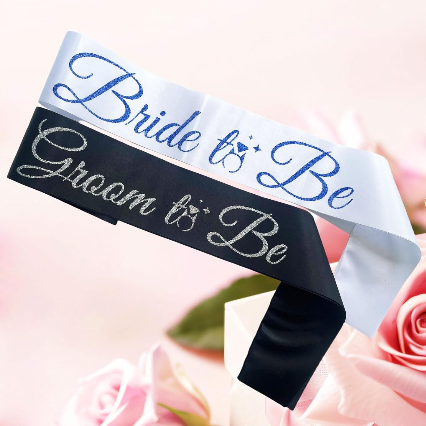 Bride Sash Bachelorette Party Bride and Groom to Be Sash for Bridal Shower Wedding Hen Party Decorations Engagement Gifts,White Blue