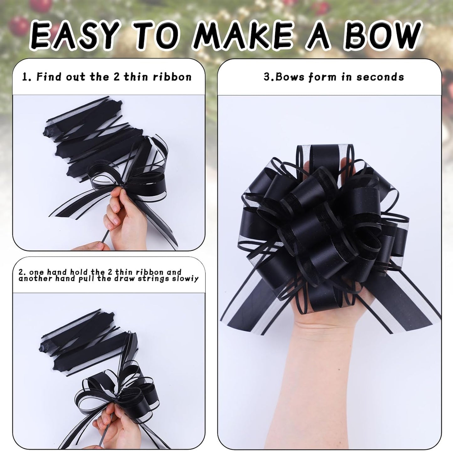 12 Pcs 6inch Pull Bow Gift Wrapping,Pull Bow for Birthday, Christmas, Party, Holiday, Gift Boxes Bow Basket Packaging Bows for Valentine's Day Presents Flower Decorations