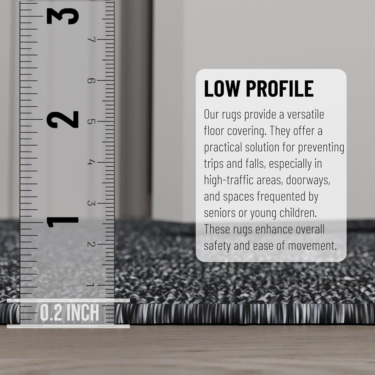 Ottomanson 2'7" x 30' Ultra-Thin Hallway Runner Rug - Durable Non-Slip Carpet for High-Traffic Areas - Fits Under Doors for Seamless Entry - Ideal for Kitchen, Entryway, Bedroom & Living Room, Black