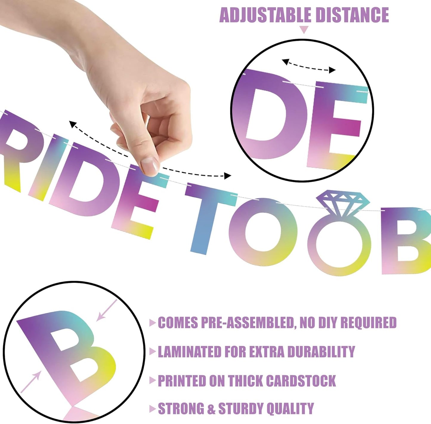 KatchOn, Iridescent Bride To Be Banner Purple - 10 Feet, No DIY | Bride To Be Rainbow Banner, Bachelorette Party Decorations | Bachelorette Sign, bride Bachelorette Decorations | Bridal Party Decoration