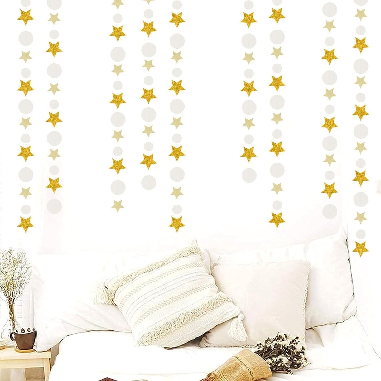 White-Gold Wedding Engagement Party-Decorations Garland - 52Ft Boho Anniversary Brunch Hanging Decoration Streamers Banner, Bachelorette Neutral Baby Bridal Shower Birthday Decor Panduola