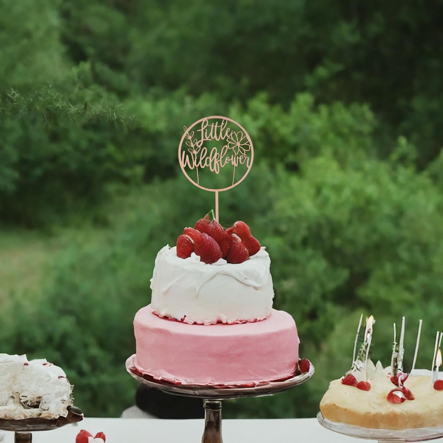 Little Wildflower Wood Cake Topper - Floral Wooden Cake Topper Decor, Baby Shower Gender Reveal Cake Sign Decorations, Photo Props