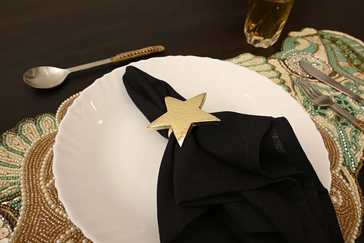 12 Pcs Lightweight Metal Napkin Rings - Gold Star Metal Holders for Elegant Table Decor, Parties, Weddings, Holidays, Everyday Dining - Metallic Adornment for Table Settings - CLEENTABLE