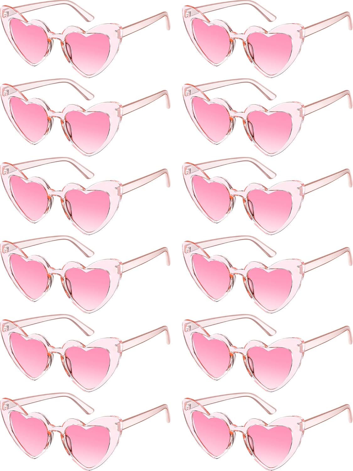 Flutesan 12 Pack Bachelorette Sunglasses Bride Bridesmaid Heart Shaped Sunglasses Women Eyeglasses for Party
