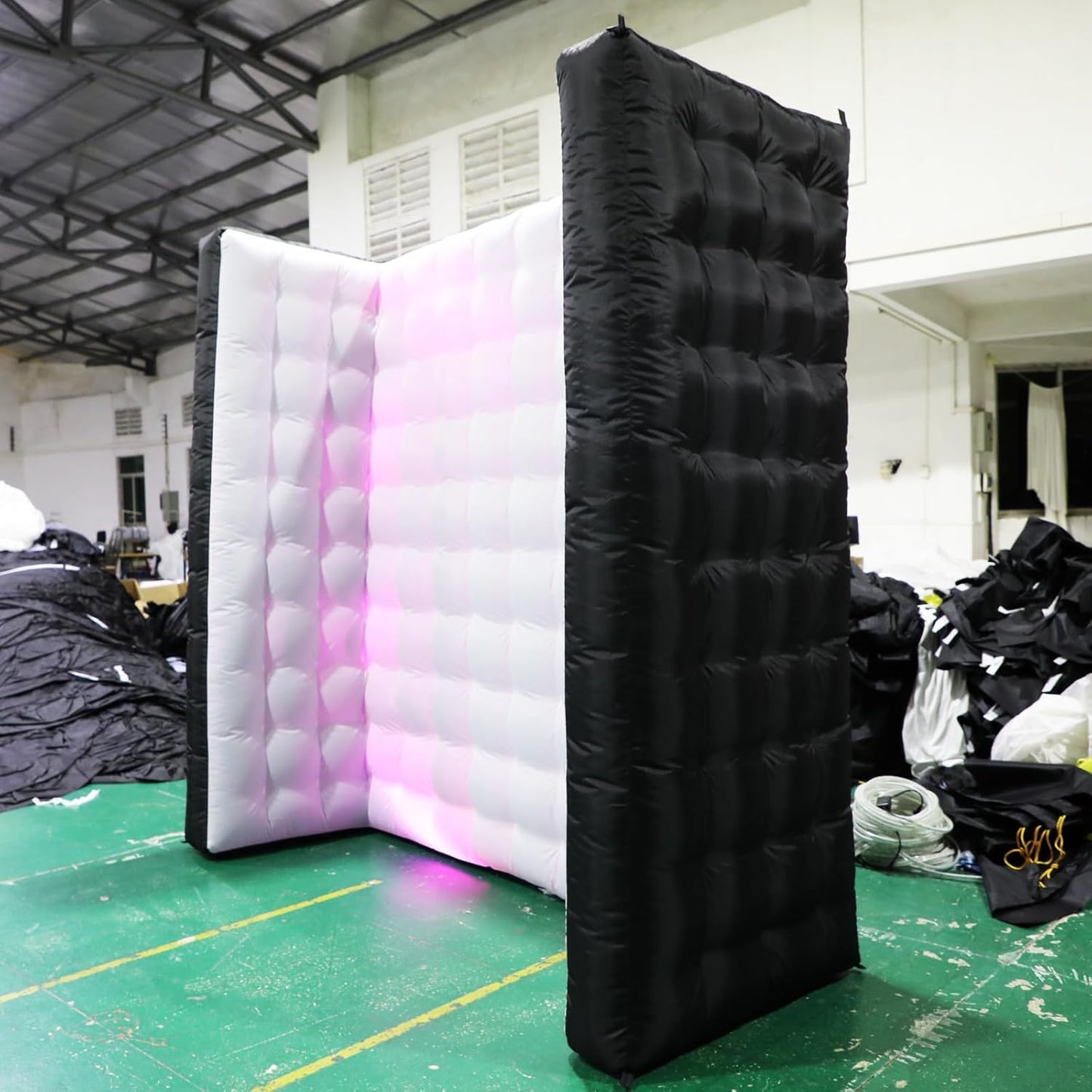 Inflatable Photo Booth Wall Background Curved Wall Background Party with Led Lights,Use in Advertising, Bars, Events, Trade Shows