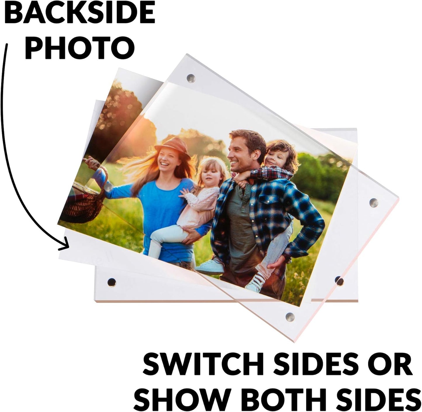 SimbaLux Magnetic Acrylic Picture Photo Frame 6x8 inches with UV Protection (1 Pack) Clear Glass Like, Double Sided Frameless Desktop Floating Display, Free Standing, Easy to Change