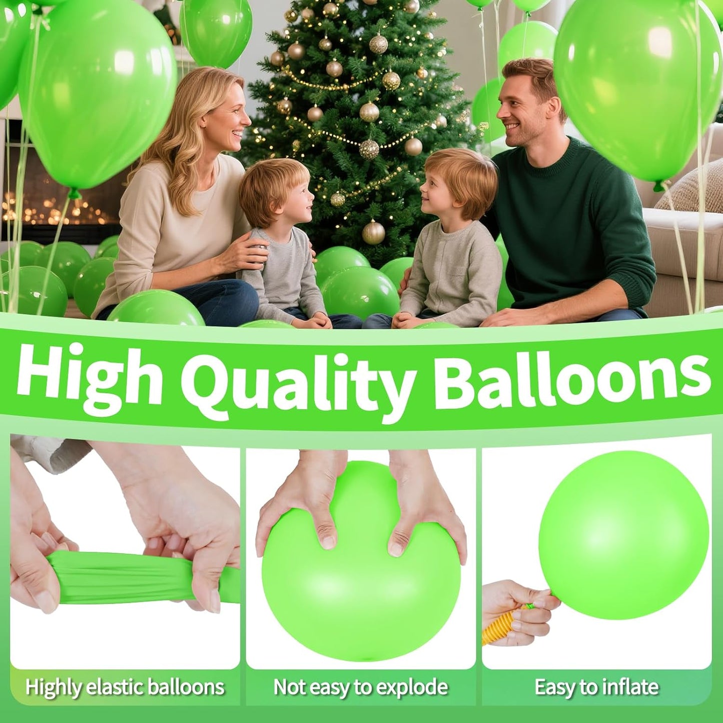 KAWKALSH Lime Green Latex Party Balloons, 110 Pack 12 inch Light Green Balloons Round Helium Fruit Green Balloons for Birthday Dinosaur Jungle Baby Shower Party Decoration