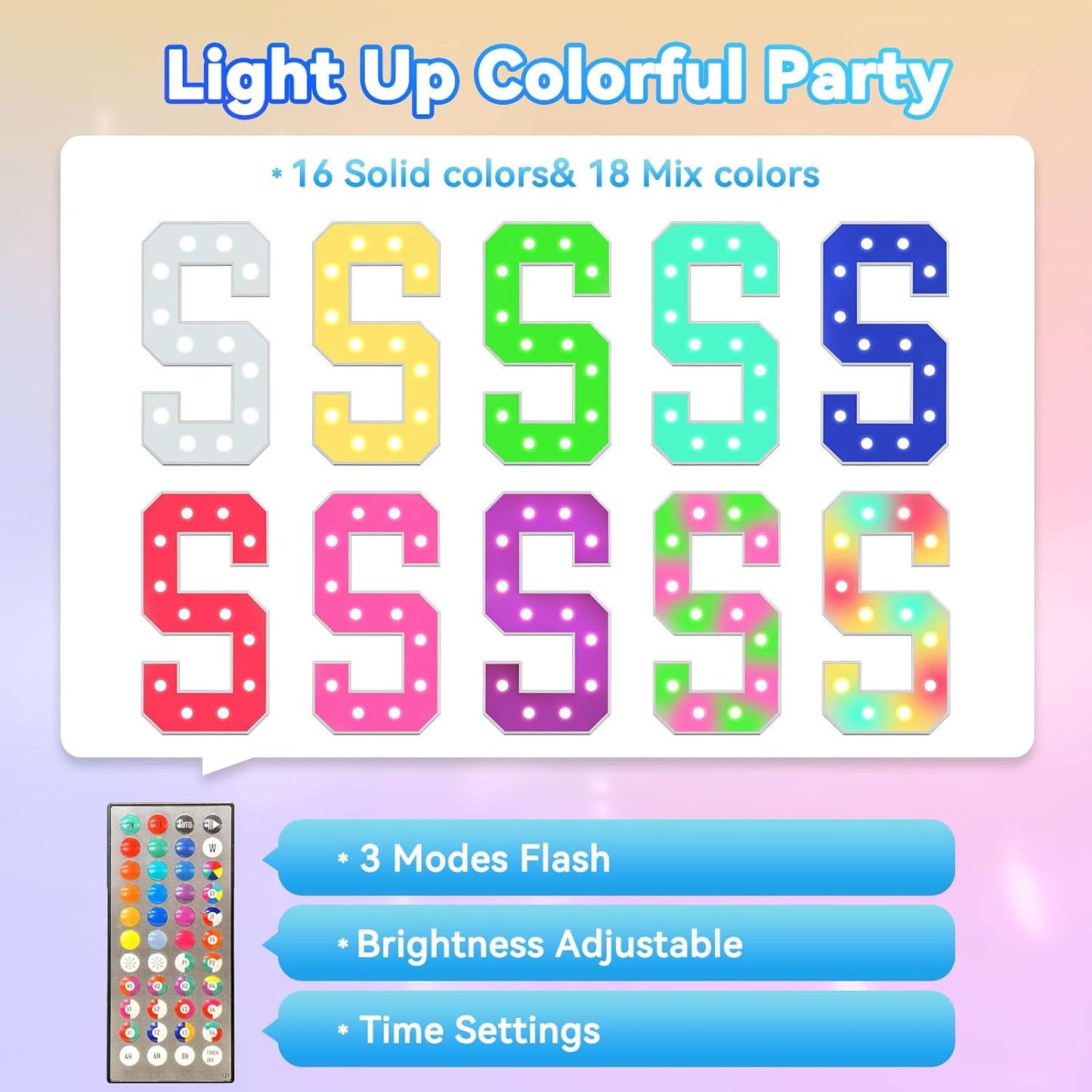 Ledido 4FT Marquee Light Up Letters, 34 Colors Changing Marquee Letter 4 Feet Tall with Remote, Big Letters for Party Wedding Graduation Birthday Decorations, Large Light Up Letter L