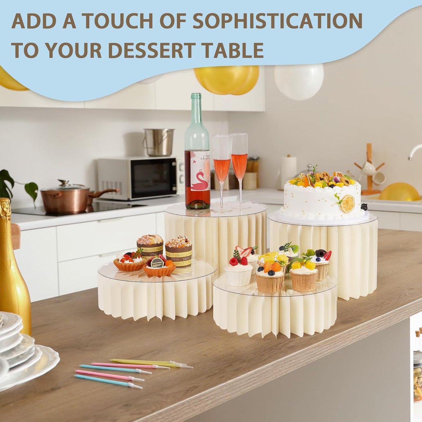 4 Pcs Buffet Risers, Food Risers for Buffet Table, White Food Display Risers for Party Buffet Risers and Stands for Show Catering Desserts, Food, Jewelry (4 Pcs)