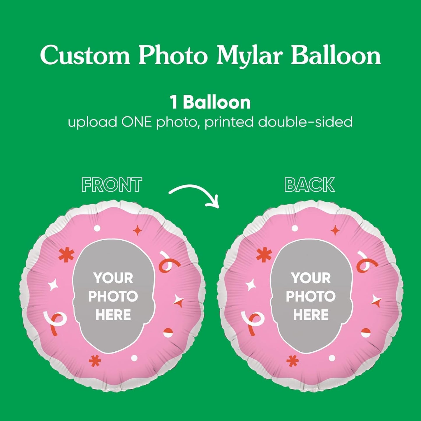 Big Dot of Happiness Personalized Fun Face Photo Pink Balloons, Custom Birthday Balloons, Girl Baby Shower Decorations, Bachelorette Party Decor, Circle Double-Sided Mylar Balloon, 1 Piece