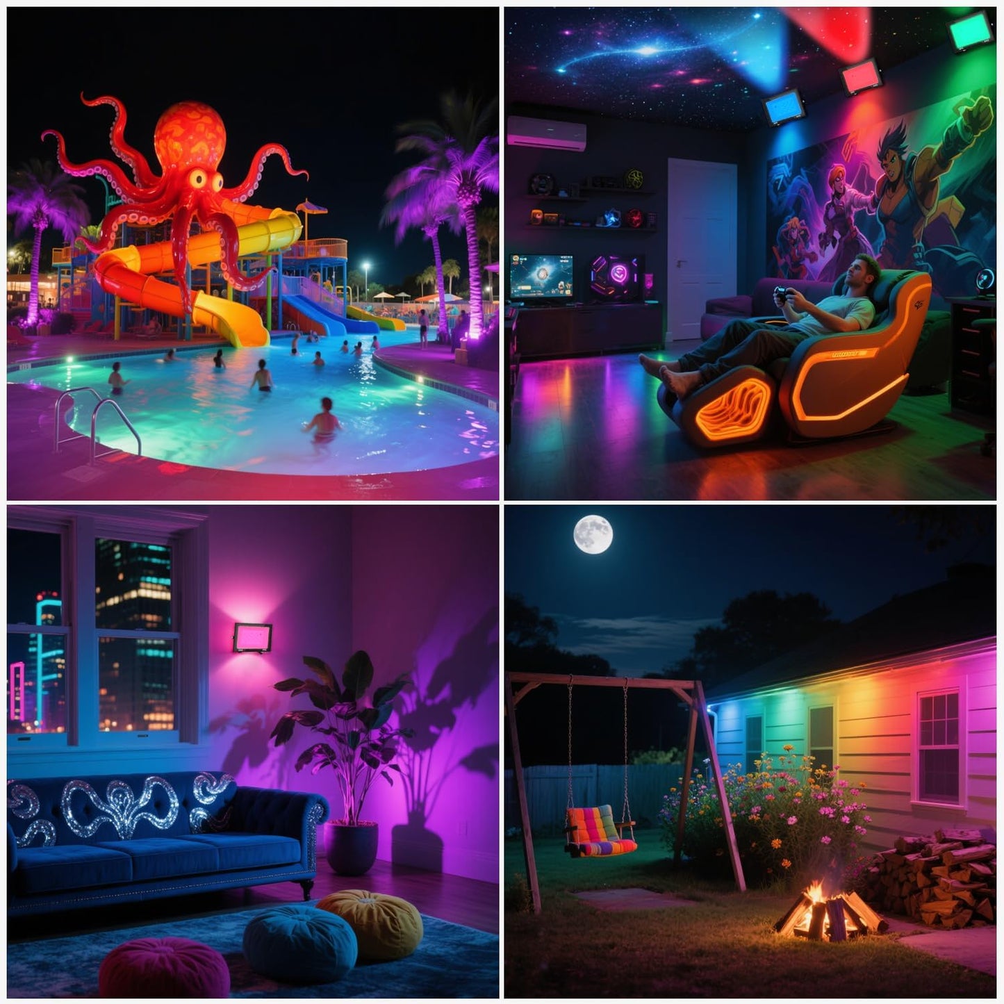 LED Flood Light Outdoor, 50W Color Changing RGB Flood Light, IP66 Waterproof Outdoor Landscape Lights Stage Lights, 3000LM Uplighting for Party, 1Pack