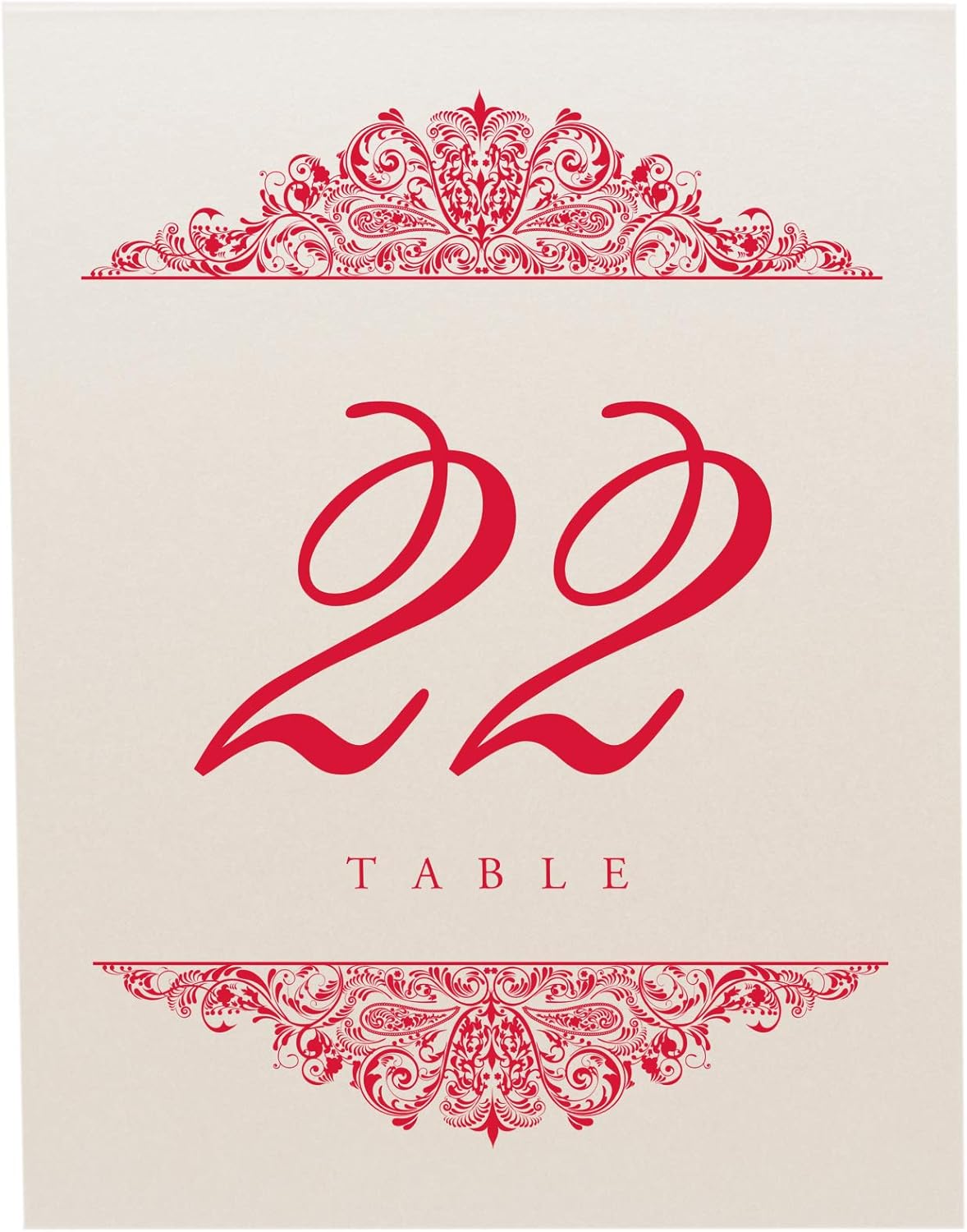 Paisley Wedding Table Numbers (Select Color/Quantity), Champagne, Ruby Red, 1-150, Double Sided, Tent or Use in a Stand, Great for Parties & Restaurants - Made in the USA