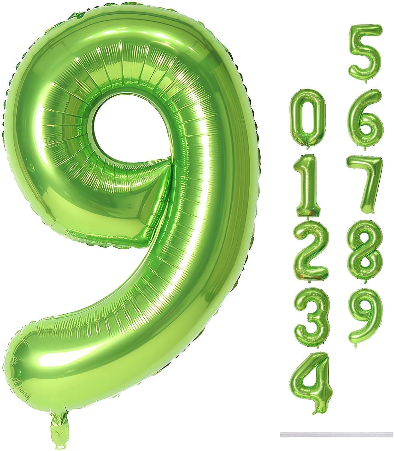 40 Inch Balloon Number 9 Green, Large Foil Number Balloons Set 0-9, Digital 9 Helium Balloons for Girls Boys Men Women 9th Jungle Football Birthday Anniversary Graduation Christmas Party Decoration
