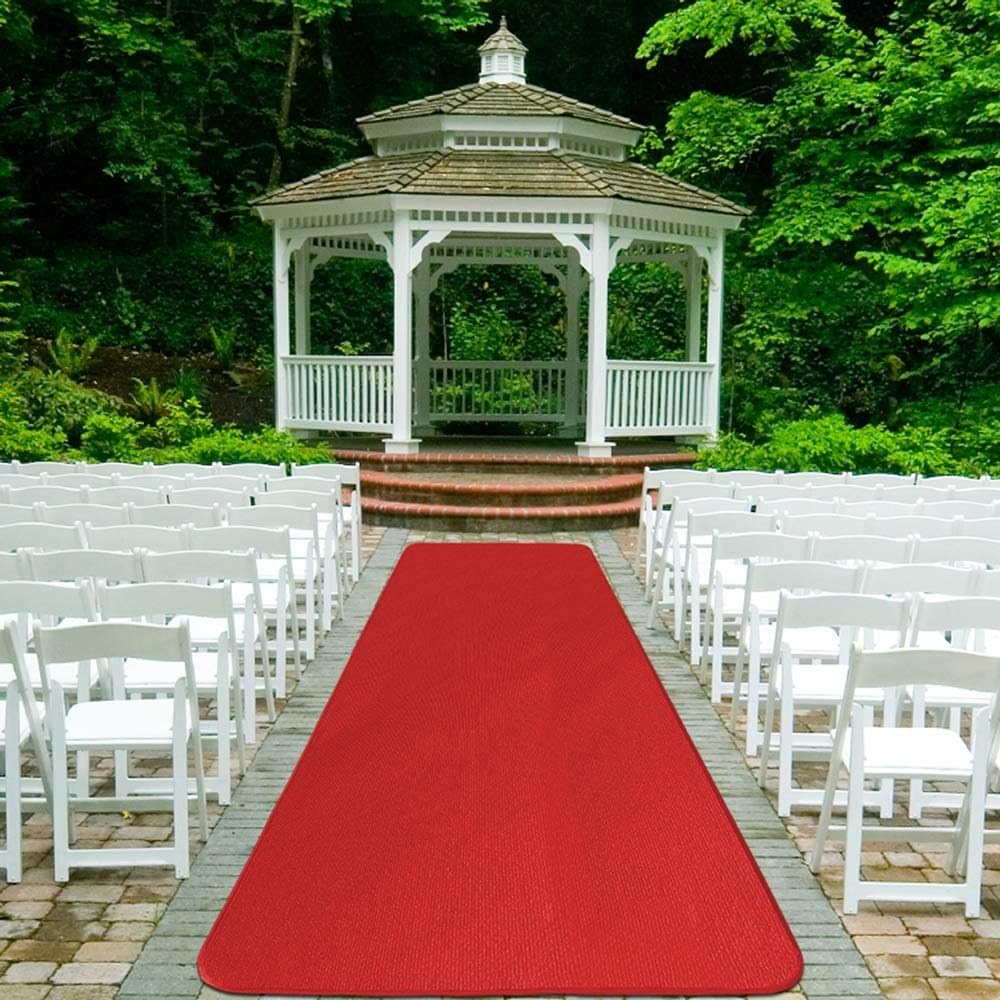 House, Home and More Red Carpet Aisle Runner - 3 Ft x 10 Ft - Real Carpet, Bound Edges, Low Pile Height, Stain Resistant, Event Runway Rug for Wedding, Hollywood Movie Award Ceremony Party Decoration