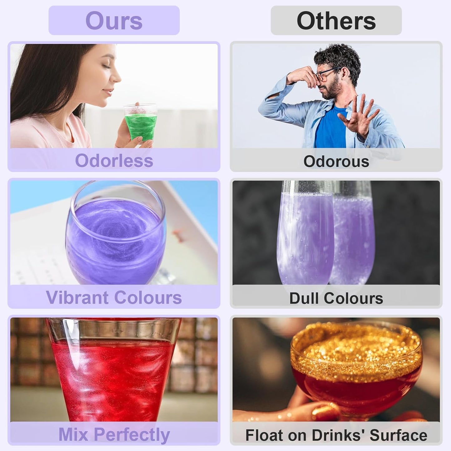 Edible Glitter - 4 Colors Luster Dust Edible Glitter for Cocktails, Food Grade Cake Decorating Shimmering Glitter for Drinks, Powder Glitter for Chocolate, Fondant, Drinks, Painting - 5g