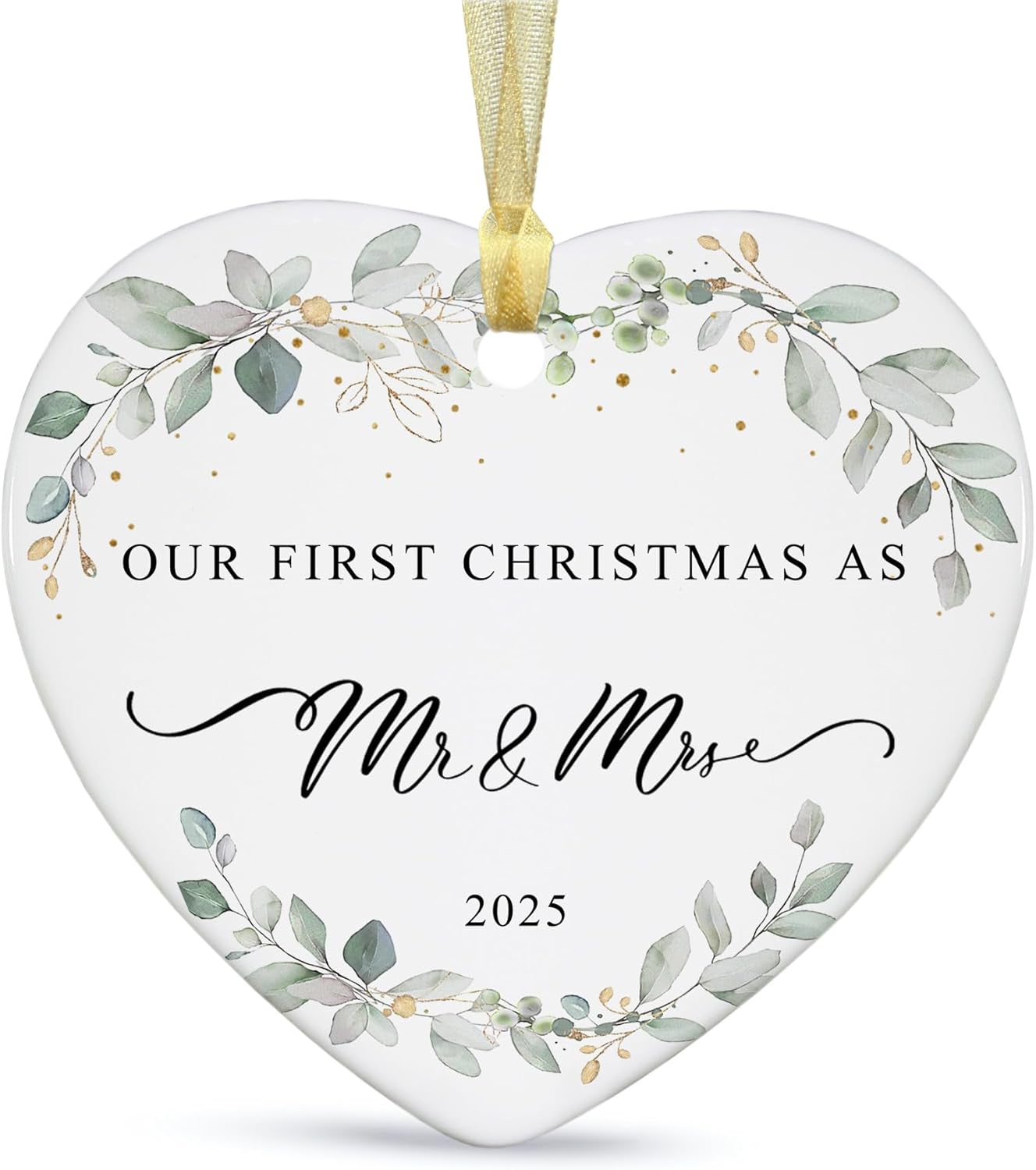 2025 First Christmas Married Ornament,First Year as Mr and Mrs Christmas Hanging Ornament Wedding Decoration for Couple