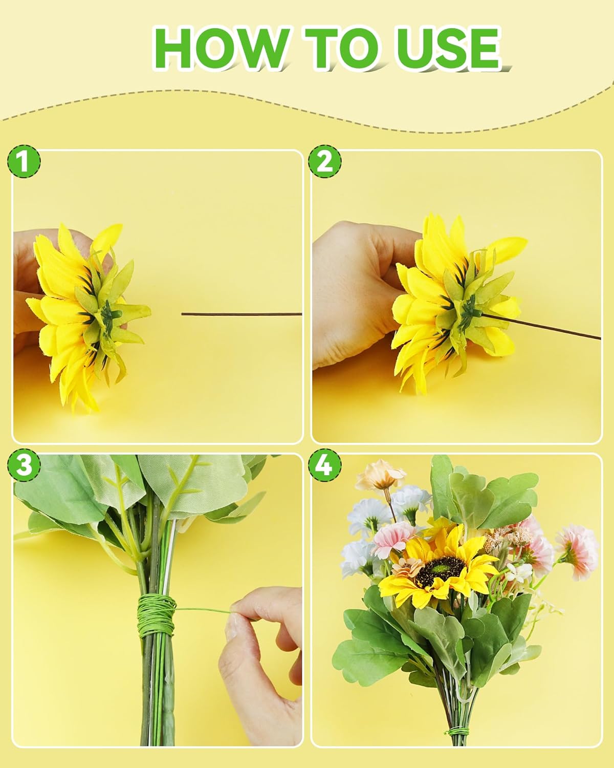 100 PCS FIVEIZERO 26 Gauge LightGreen Floral Wire Stems for Artificial Flower Making,Florist Wires,Flower Wire for Crafts,Alambre para Flores for Wreaths, Flower Arrangements and DIY Projects