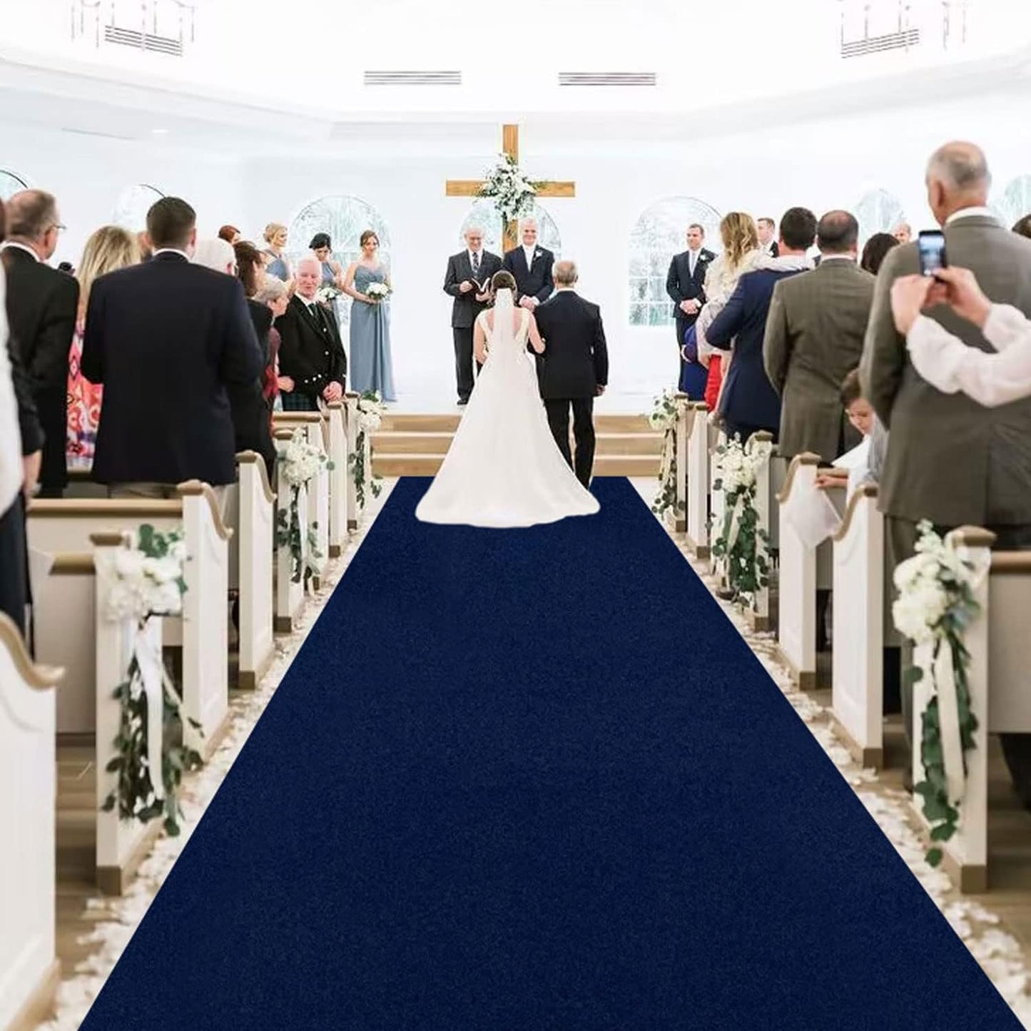 MODFUNS Aisle Runner for Wedding Navy Blue 4x15FT Aisle Runner Wedding Vintage Carpet Runner for Party Navy Carpet Rug for Hallway Celebration Carpet Rug Velvet Wedding Party Aisle Runway