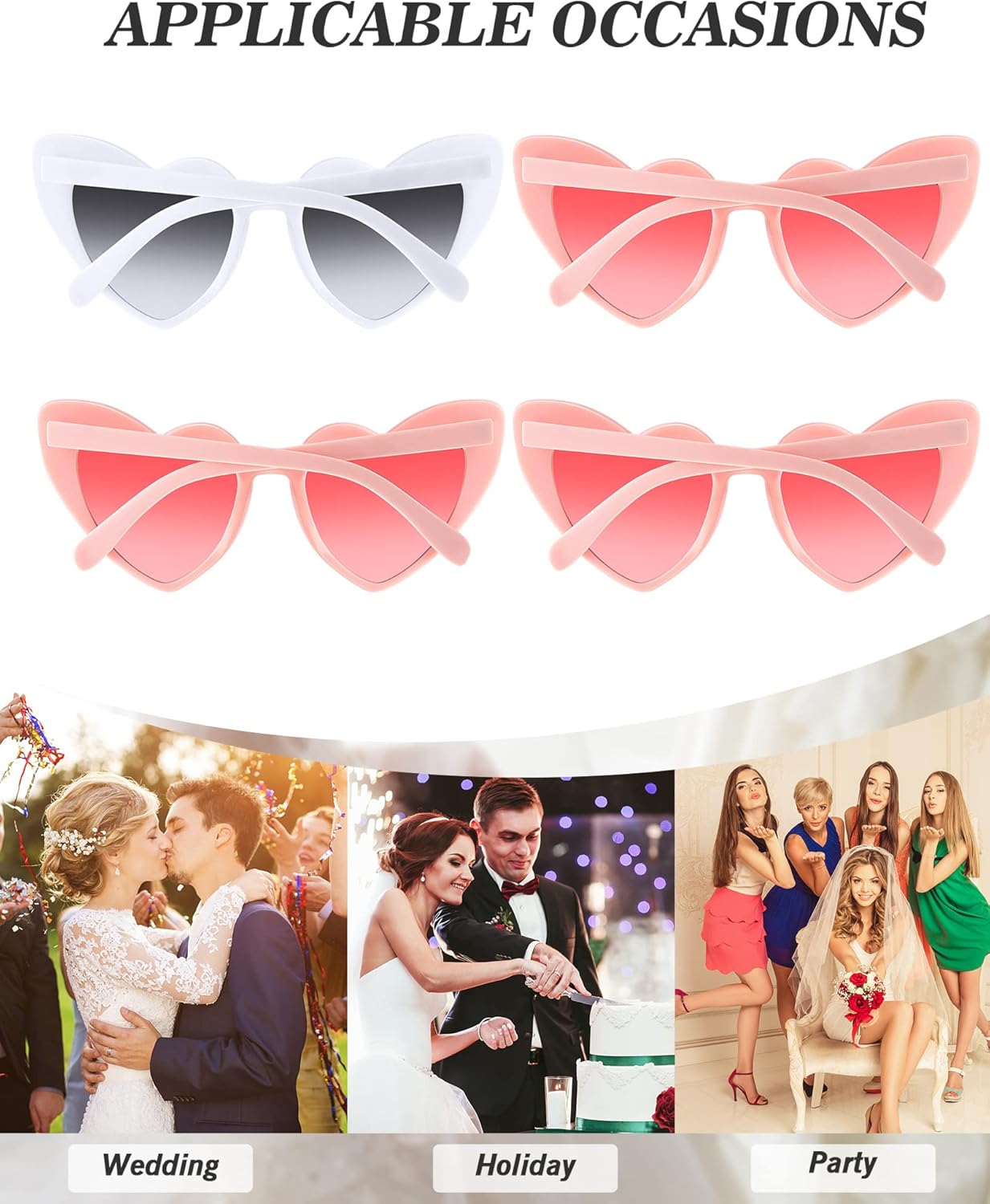 Flutesan 20 Pairs Retro Heart Sunglasses Vintage Cat Eye Heart Glasses Women Bachelorette Bride Sunglasses Bulk