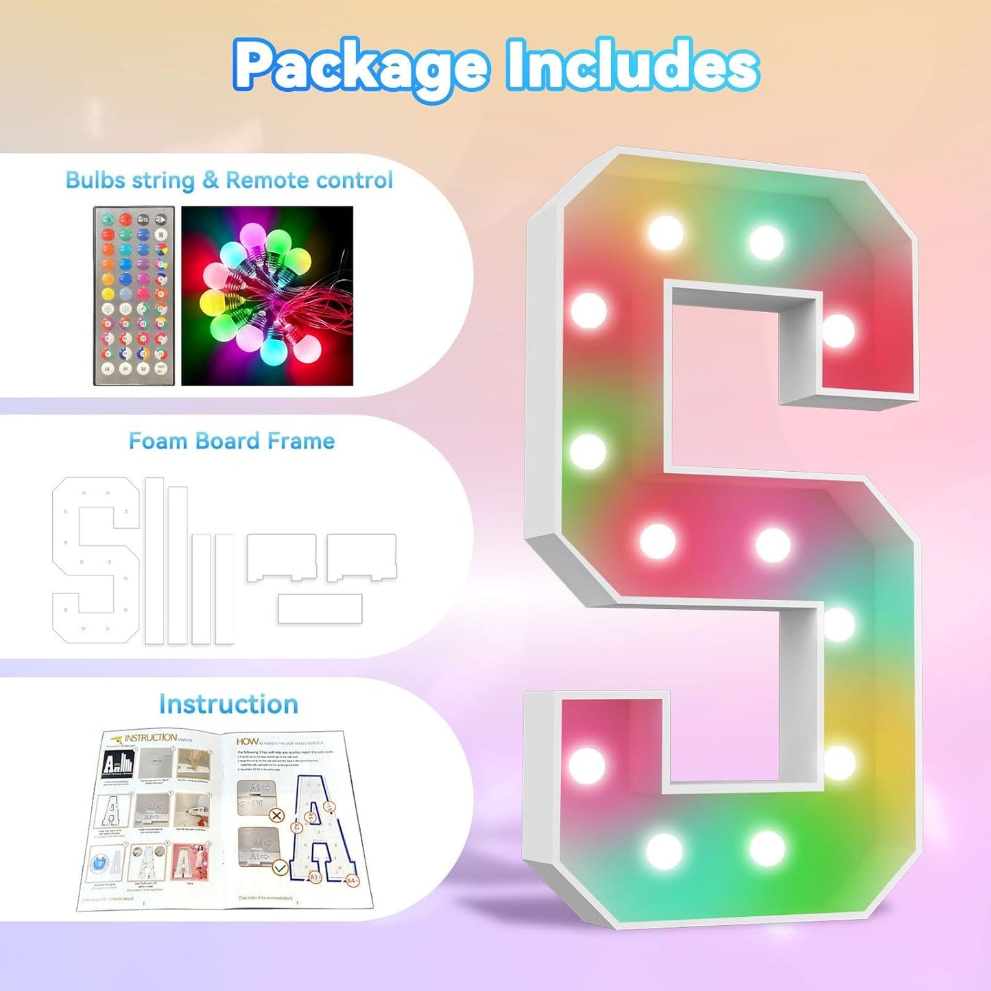 Ledido 4FT Marquee Light Up Letters, 34 Colors Changing Marquee Letter 4 Feet Tall with Remote, Big Letters for Party Wedding Graduation Birthday Decorations, Large Light Up Letter Y