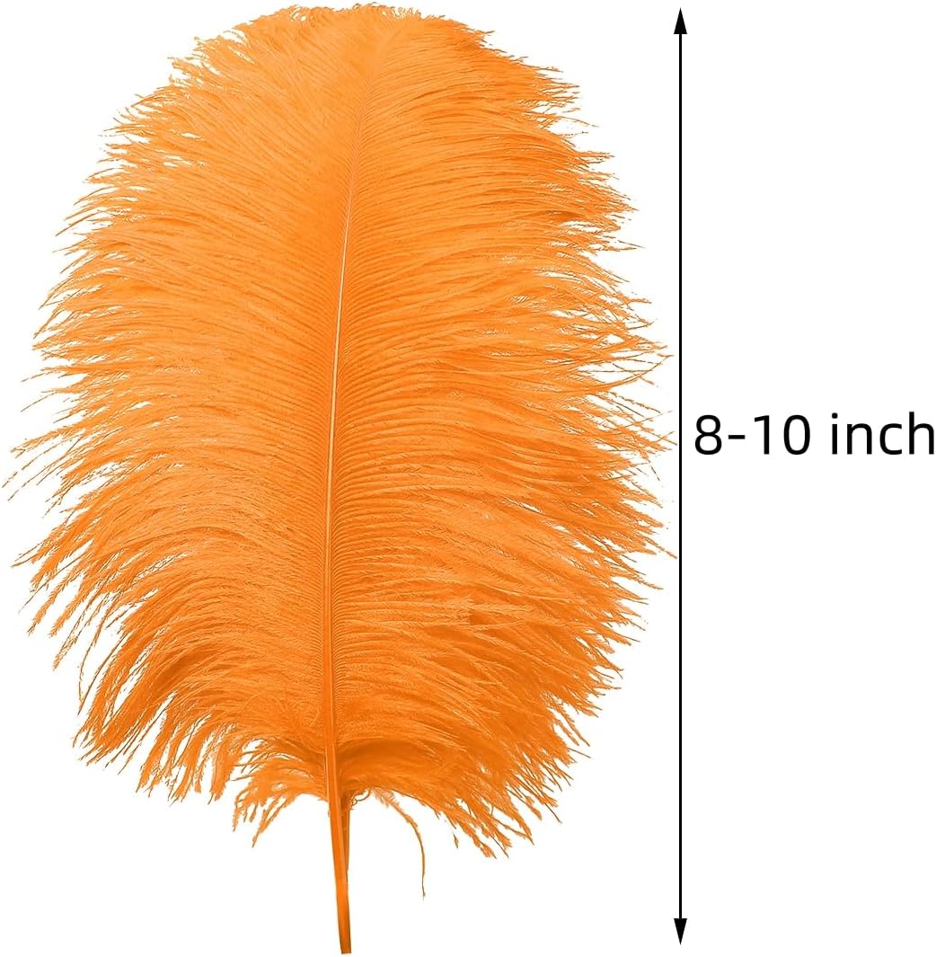 Ballinger Orange Large Ostrich Feathers - 24Pcs 8-10inch Big Feathers for Crafts,Wedding Party Centerpieces and Halloween Home Decor