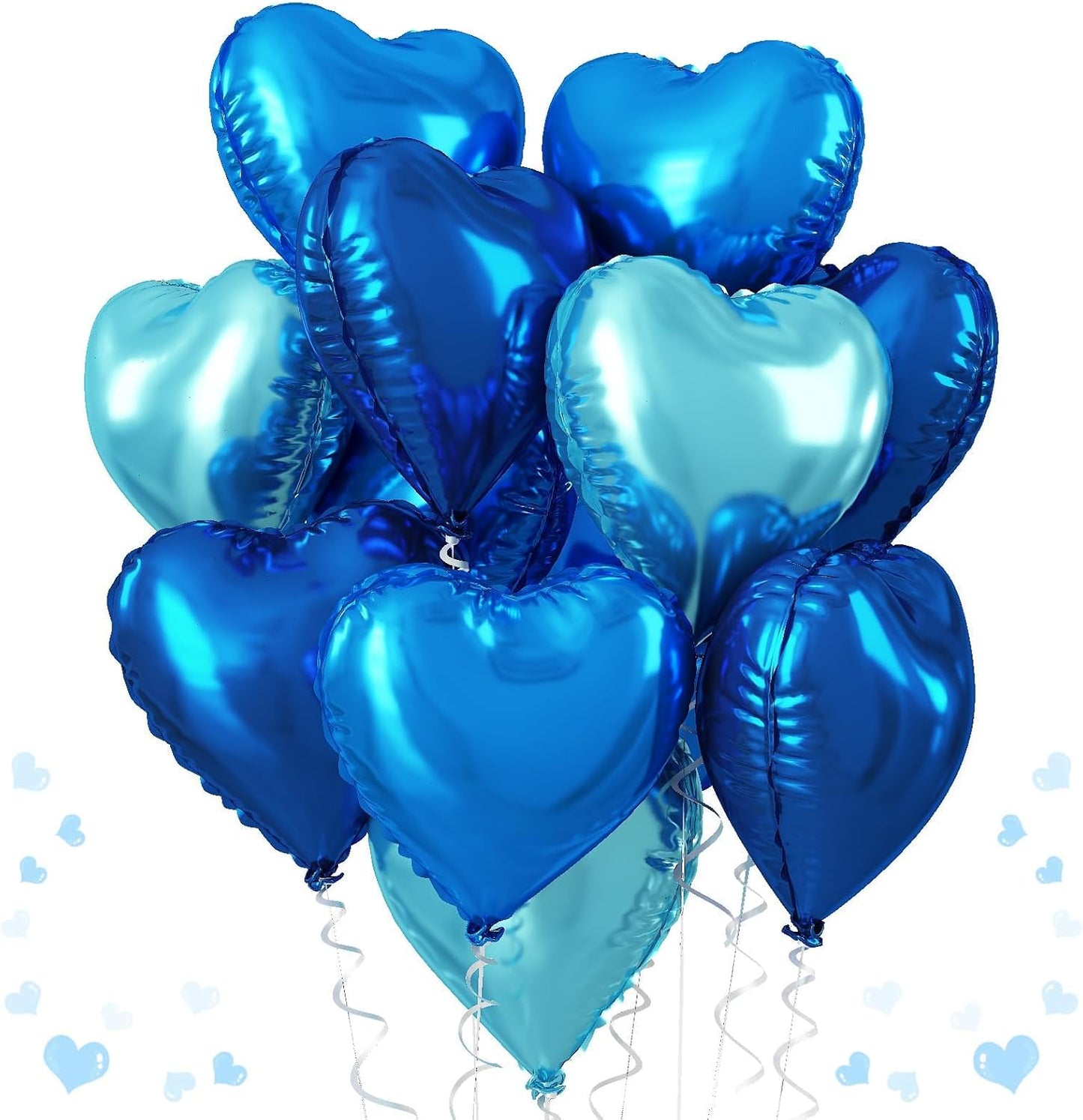 TAOYE Blue Heart Foil Balloons,18 Inch Royal Blue Heart Shape Mylar Balloons Dark Blue Light Blue Heart Foil Balloons for Celebration Anniversary Birthday Baby Shower Graduation Party Decoration
