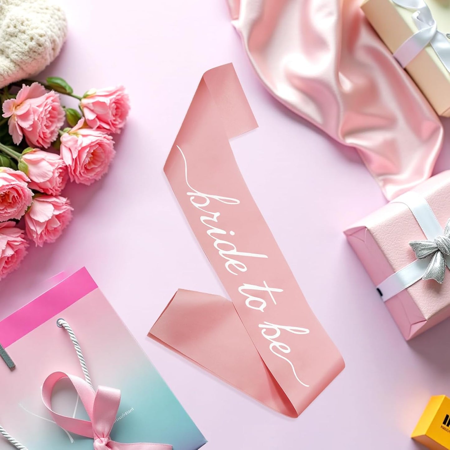 MILVOWOC Rose Glod Bride to Be Sash in Soft Satin, Bachelorette Party Wearable, Bridal Shower Accessory, Bach Decorations, Bridesmaid Present, Engagement Celebration Supplies,1 Pack