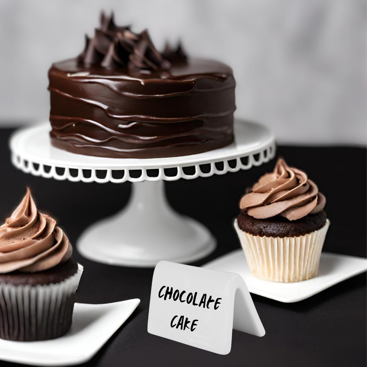 Double Sided Ceramic Dry Erase Table Tent Sign White - 3-1/2"x2" - Reusable Tabletop Setting. Great for Wedding, Birthday, Picnic, Banquet, Buffet, Bakery, Party, Events, Message Board - 12 PK