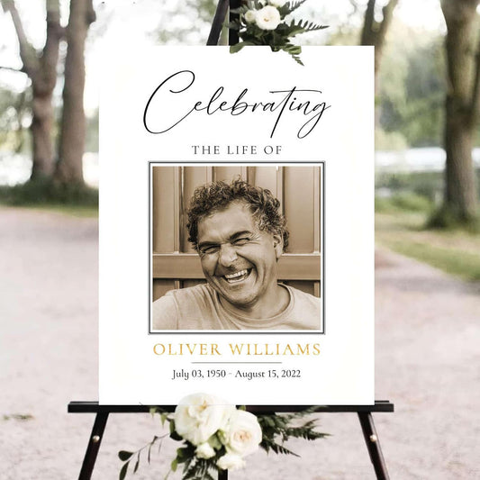 Personalized Funeral Welcome Signs, Celebration Of Life Yard Sign, Celebration Of Life Decoration, Custom Memorial Signs, Minimalist Celebrate of Lifes Sign With Photo, Memory Signage For Funerals #26
