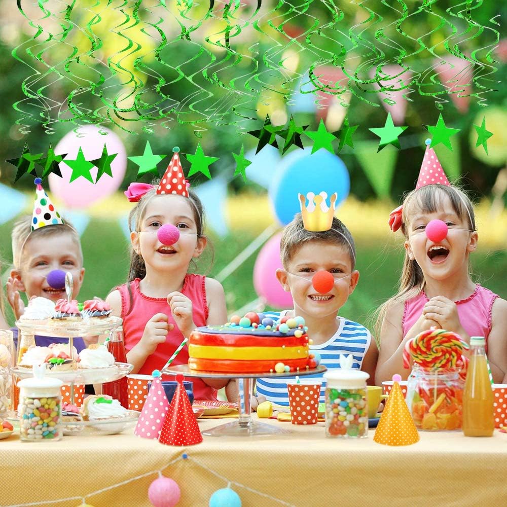 BEISHIDA Green Star Hanging Swirl Decorations,Hanging Gold Party Supplies for Graduation Wedding Baby Shower Decorations,Pack of 15