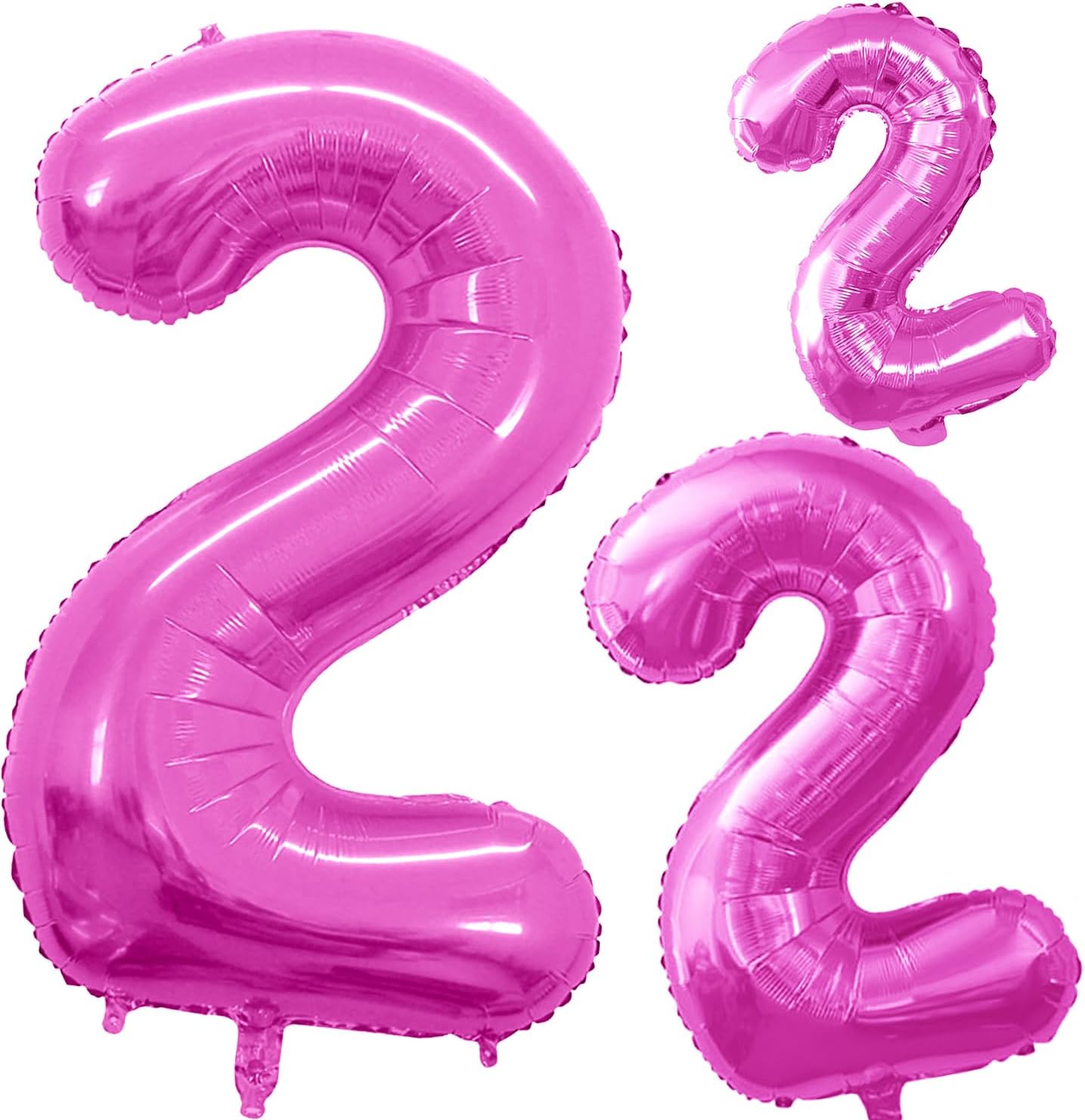GOER Pink Foil Balloons Number 2,Huge Number Balloons for 2nd 22nd Birthday Party Supplies Anniversary Decorations(3 pcs,42 inch,32 inch,16inch)