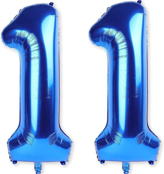 11 Balloon Number Birthday, Giant Navy Blue Number 1 & 1 Helium Foil Balloons for Boys 11th Birthday, Dark Royal Blue 40'' Self Inflating Mylar 11 Balloon for Men Anniversary Party Decoration Supplies
