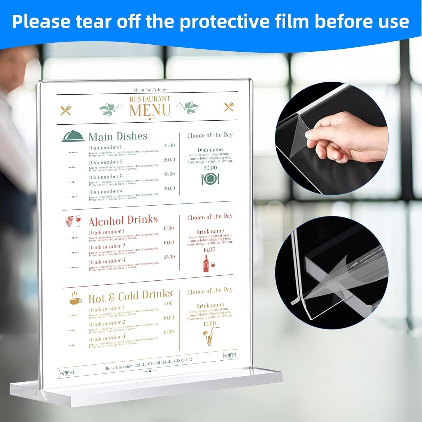 24 Pack Acrylic Sign Holder 8.5 x 11, Double-Sided Clear Sign Holder Plastic Stands for Display, T Shape Acrylic Table Sign Stands for Office Store Restaurants Wedding Party Decoration